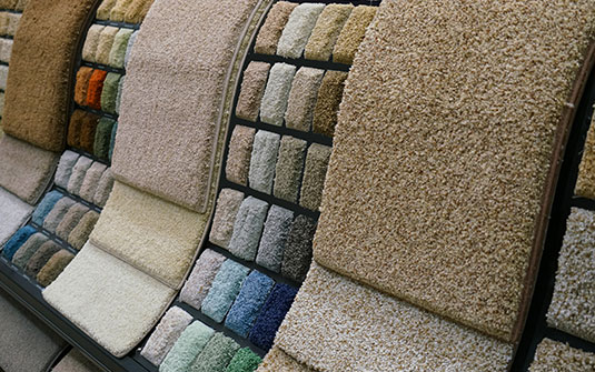 a variety of carpet selection by colors, texture and durability
