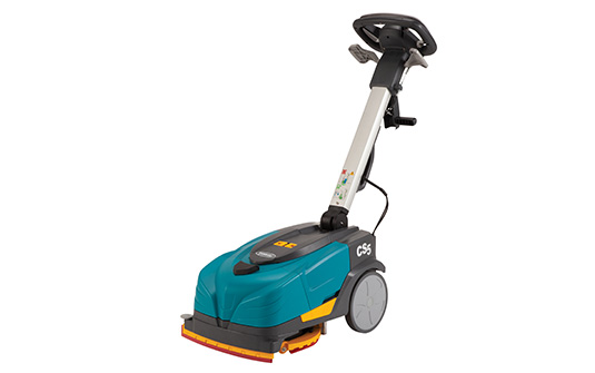 Small walk-behind scrubbers can clean in tight spaces like bathrooms, small retail stores, or narrow hallways. 