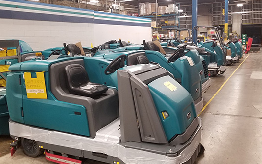 Tennant floor scrubbers and sweepers being manufactured
